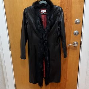 Katherine Kelly black genuine lamb skin and genuine fox fur jacket